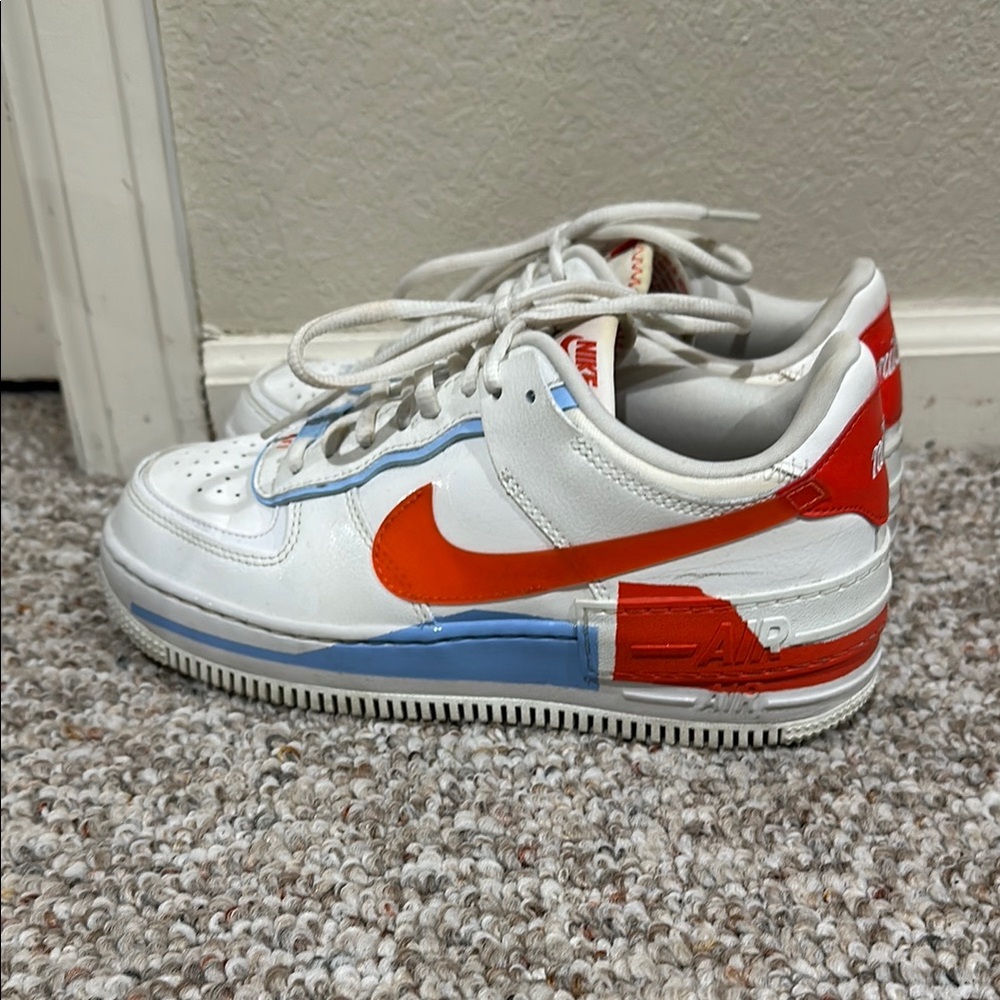 Nike Air Force 1 White and Orange Sneakers